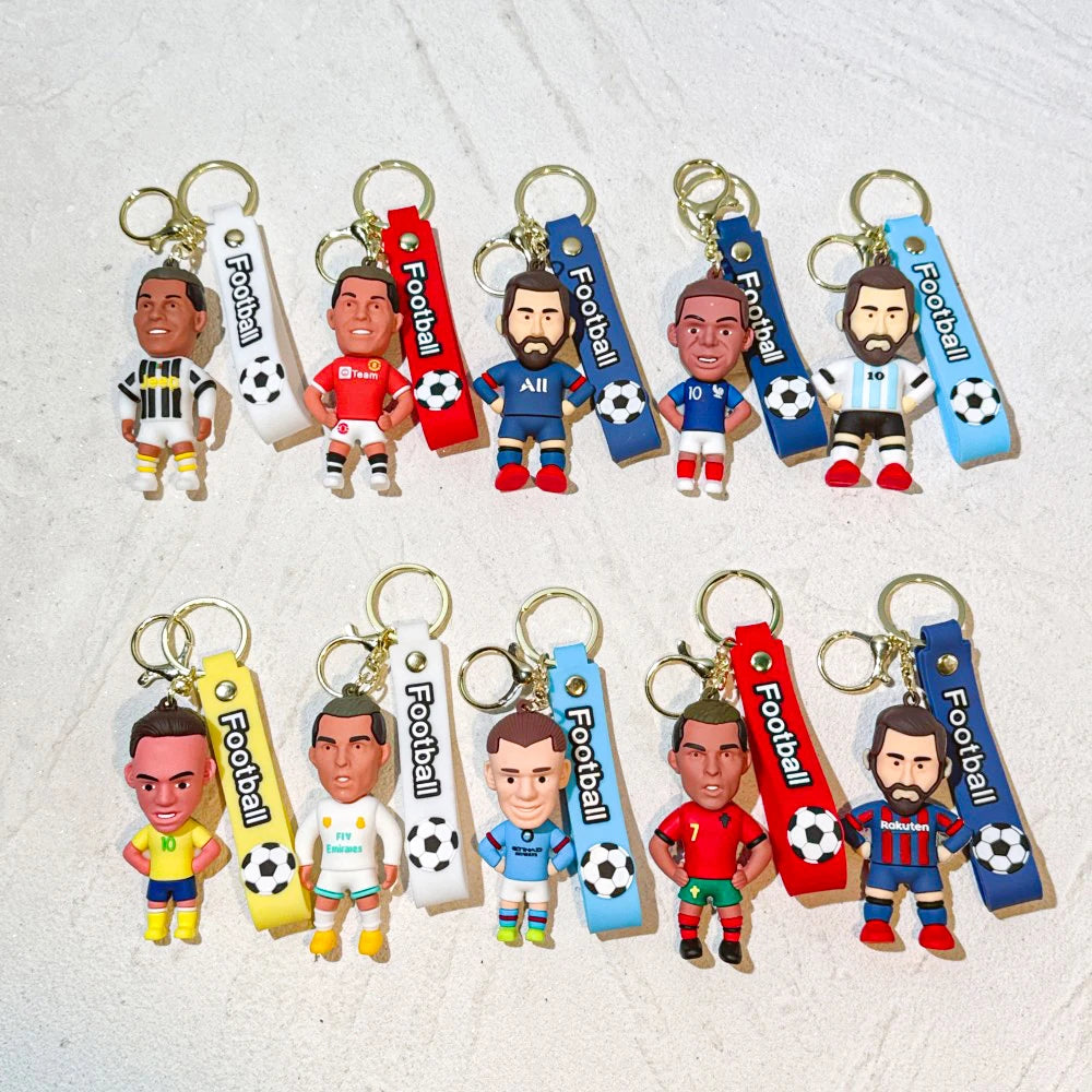 Cartoon Football Player Keychain & Sports Bag Pendant | Soccer Fan Souvenir & Gift