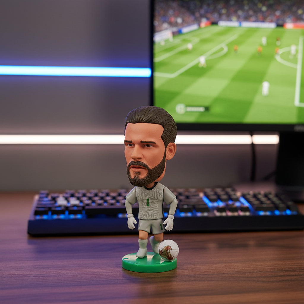 Collectible Soccer Star Resin Figurine & Mini Football Player Doll (6.5cm)