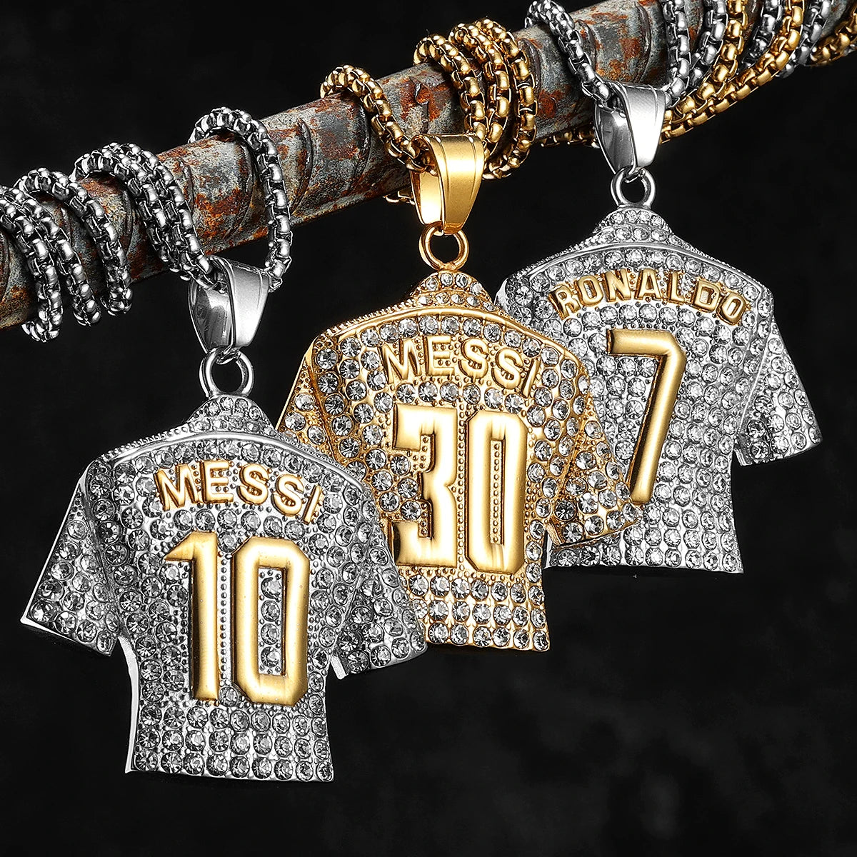 Football Jersey Necklace | Messi, Ronaldo, Neymar, Mbappé, Haaland Stainless Steel Pendant