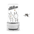 Mosquito prank stamp showing cartoon rabbits and text 'There are mosquitoes' for fun pranks and jokes.