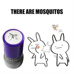 Mosquito prank stamp displayed with cartoon characters, highlighting funny insect transfer for pranks and jokes.