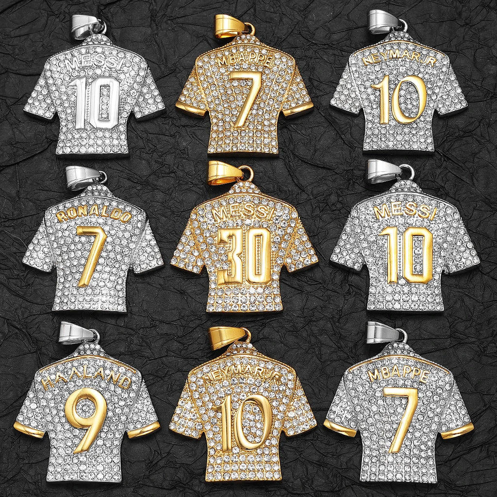 Football Jersey Necklace | Messi, Ronaldo, Neymar, Mbappé, Haaland Stainless Steel Pendant